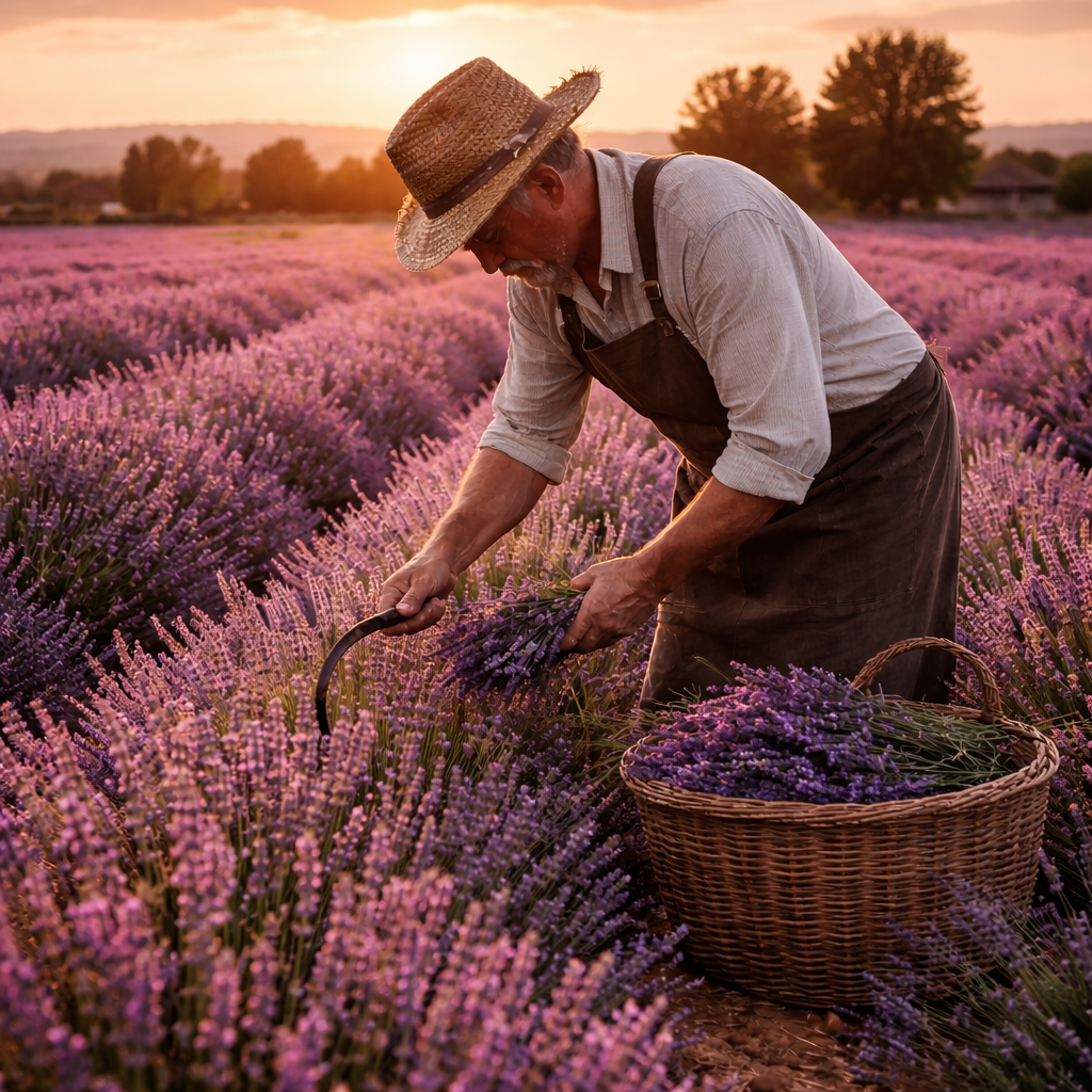Lavendelblüten tiefblau aus der Provence in zusätzlicher Nahaufnahme mit natürlicher Textur