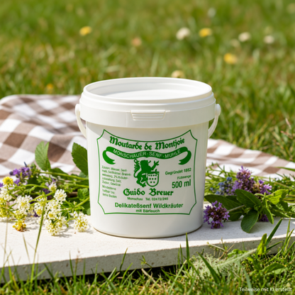 Wild herbs with wild garlic mustard - Monschau mustard - Moutarde de Montjoie - 500 ml