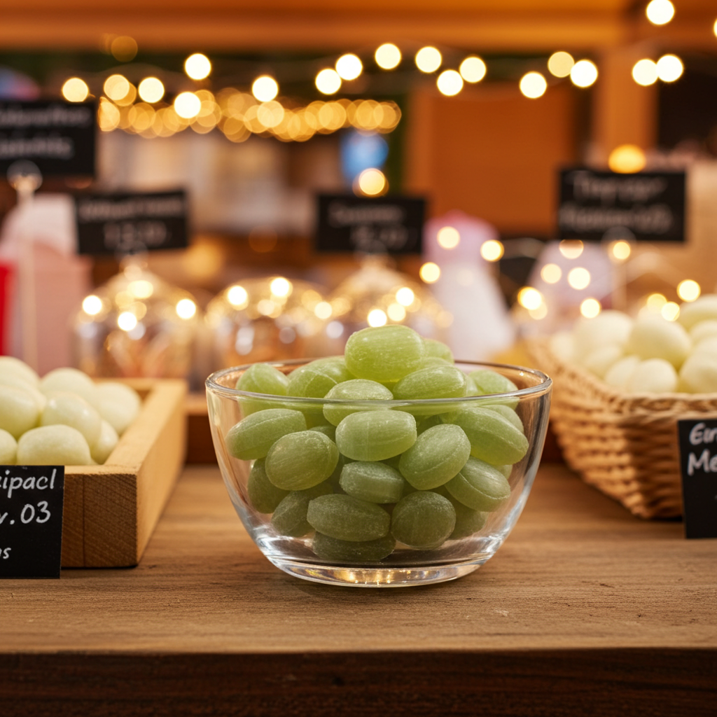 Zuckerfreie Eukalyptus Menthol Bonbons Kräuterbonbons Nahaufnahme