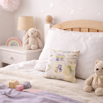 Lavendelkissen Beige – handgenäht in ruhiger Wohn- oder Kinderzimmeratmosphäre