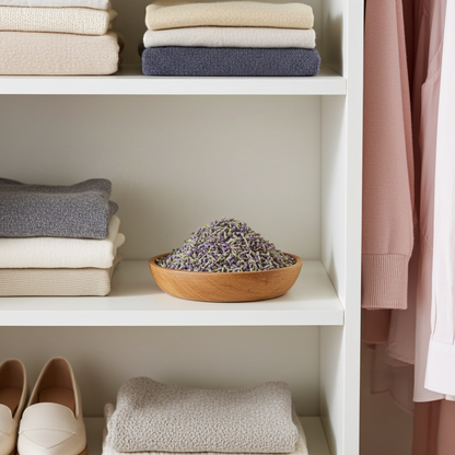 Lavendelblüten tiefblau aus der Provence als Zutat für Lavendeltee mit natürlicher Inszenierung