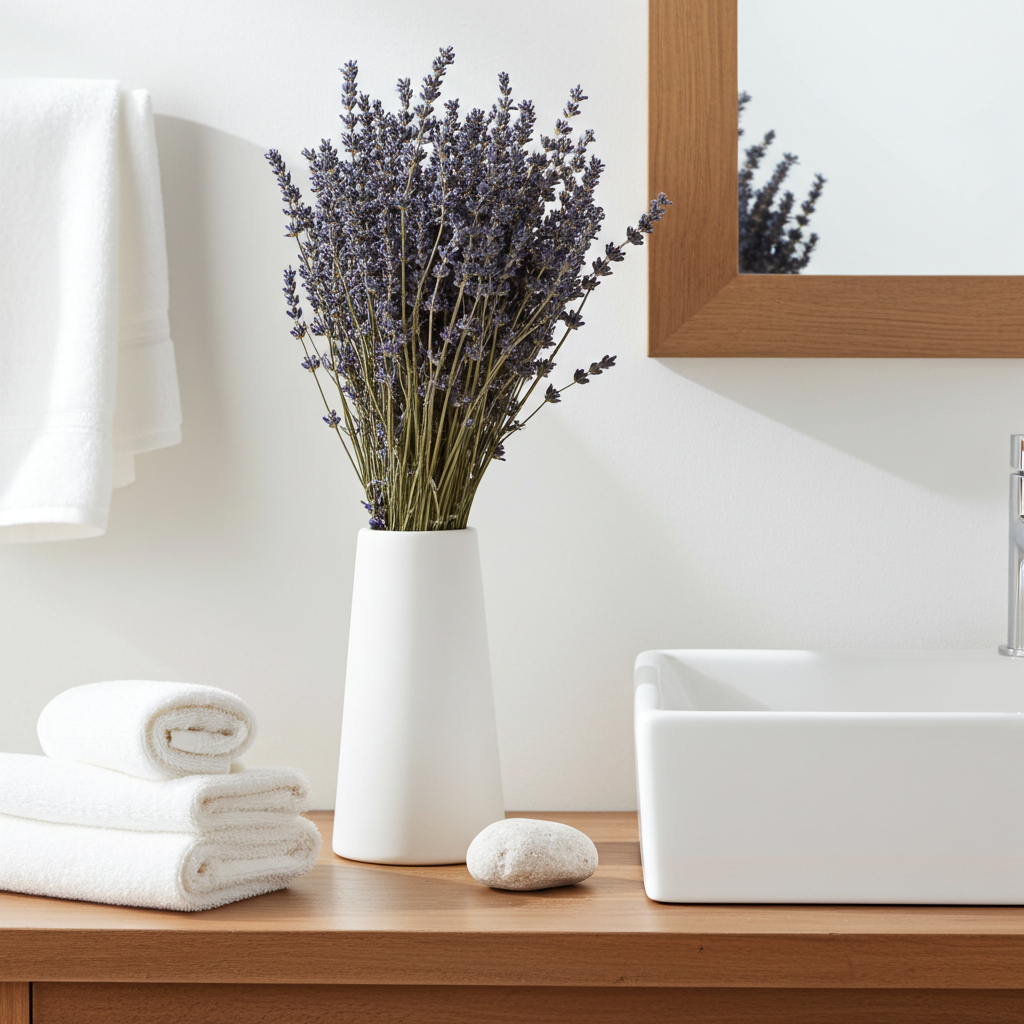 Lavendelstrauß Extra Blau als getrockneter Lavendelbund in natürlicher Produktinszenierung