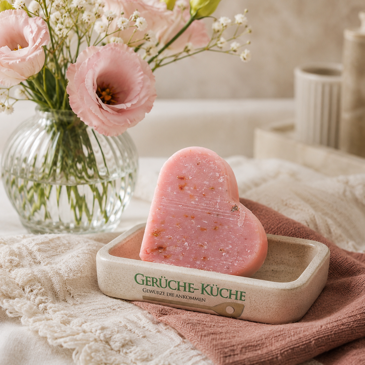 Savon rose en forme de cœur