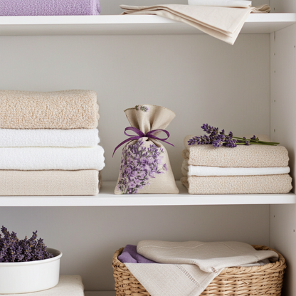 Lavendelsäckchen Grau-Beige – handgenäht als handgenähtes Duftsäckchen in stilvoller Anwendung