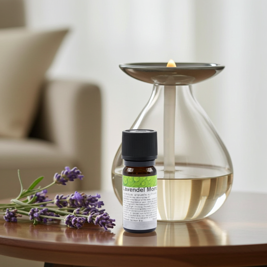 Lavendelöl Mont Blanc 10 ml in stilvoller Duftlampen- oder Wohnraumszene